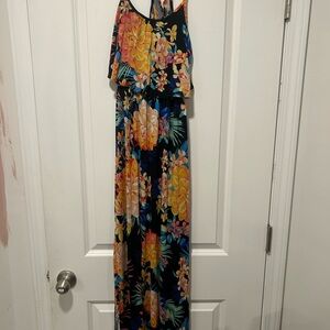 Candie's Floral Maxi Dress - Black and Yellow